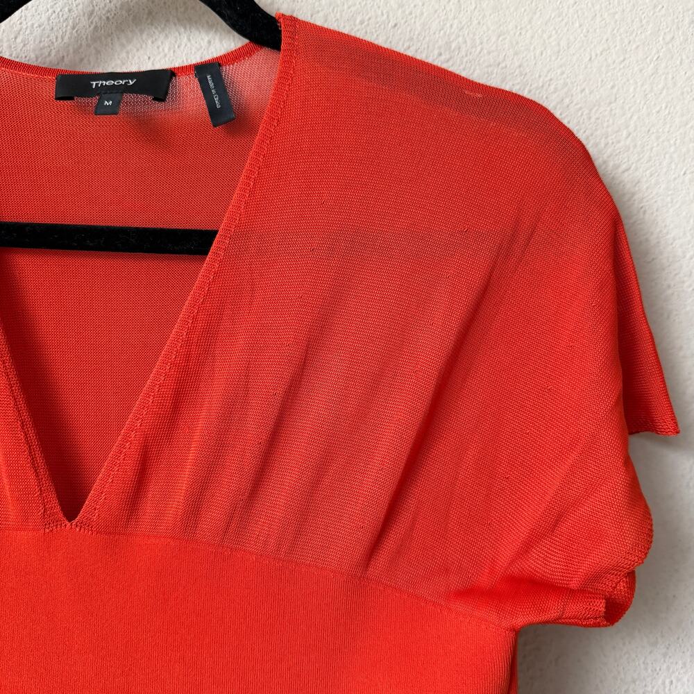 Theory Kimono Illusion Dress in Orange Glossed Size M - Picture 4 of 6